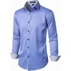 JEMITOP Mens Stretch Multi-Use Dress Shirts | Slight Sheen, Long Sleeve, Button Down, Wedding, Party, Prom, Tuxedo(Blue)