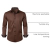 JEMITOP Mens Stretch Multi-Use Dress Shirts | Slight Sheen, Long Sleeve, Button Down, Wedding, Party, Prom, Tuxedo(Brown)