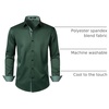 JEMITOP Mens Stretch Multi-Use Dress Shirts | Slight Sheen, Long Sleeve, Button Down, Wedding, Party, Prom, Tuxedo(Dark Green)