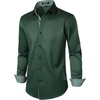 JEMITOP Mens Stretch Multi-Use Dress Shirts | Slight Sheen, Long Sleeve, Button Down, Wedding, Party, Prom, Tuxedo(Dark Green)