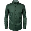 JEMITOP Mens Stretch Multi-Use Dress Shirts | Slight Sheen, Long Sleeve, Button Down, Wedding, Party, Prom, Tuxedo(Dark Green)