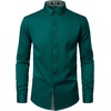JEMITOP Mens Stretch Multi-Use Dress Shirts | Slight Sheen, Long Sleeve, Button Down, Wedding, Party, Prom, Tuxedo(Emerald Green)