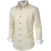 JEMITOP Mens Stretch Multi-Use Dress Shirts | Slight Sheen, Long Sleeve, Button Down, Wedding, Party, Prom, Tuxedo(Ivory)