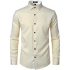 JEMITOP Mens Stretch Multi-Use Dress Shirts | Slight Sheen, Long Sleeve, Button Down, Wedding, Party, Prom, Tuxedo(Ivory)