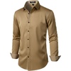 JEMITOP Mens Stretch Multi-Use Dress Shirts | Slight Sheen, Long Sleeve, Button Down, Wedding, Party, Prom, Tuxedo(Khaki)