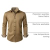 JEMITOP Mens Stretch Multi-Use Dress Shirts | Slight Sheen, Long Sleeve, Button Down, Wedding, Party, Prom, Tuxedo(Khaki)