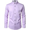 JEMITOP Mens Stretch Multi-Use Dress Shirts | Slight Sheen, Long Sleeve, Button Down, Wedding, Party, Prom, Tuxedo(Lavender Purple)