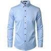 JEMITOP Mens Stretch Multi-Use Dress Shirts | Slight Sheen, Long Sleeve, Button Down, Wedding, Party, Prom, Tuxedo(Light Blue)
