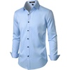 JEMITOP Mens Stretch Multi-Use Dress Shirts | Slight Sheen, Long Sleeve, Button Down, Wedding, Party, Prom, Tuxedo(Light Blue)