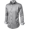 JEMITOP Mens Stretch Multi-Use Dress Shirts | Slight Sheen, Long Sleeve, Button Down, Wedding, Party, Prom, Tuxedo(Light Grey)