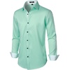 JEMITOP Mens Stretch Multi-Use Dress Shirts | Slight Sheen, Long Sleeve, Button Down, Wedding, Party, Prom, Tuxedo(Mint Green)