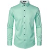 JEMITOP Mens Stretch Multi-Use Dress Shirts | Slight Sheen, Long Sleeve, Button Down, Wedding, Party, Prom, Tuxedo(Mint Green)