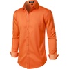 JEMITOP Mens Stretch Multi-Use Dress Shirts | Slight Sheen, Long Sleeve, Button Down, Wedding, Party, Prom, Tuxedo(Orange)