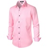 JEMITOP Mens Stretch Multi-Use Dress Shirts | Slight Sheen, Long Sleeve, Button Down, Wedding, Party, Prom, Tuxedo(Pink)