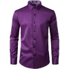 JEMITOP Mens Stretch Multi-Use Dress Shirts | Slight Sheen, Long Sleeve, Button Down, Wedding, Party, Prom, Tuxedo(Purple)