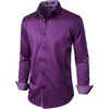 JEMITOP Mens Stretch Multi-Use Dress Shirts | Slight Sheen, Long Sleeve, Button Down, Wedding, Party, Prom, Tuxedo(Purple)