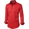 JEMITOP Mens Stretch Multi-Use Dress Shirts | Slight Sheen, Long Sleeve, Button Down, Wedding, Party, Prom, Tuxedo(Red)
