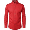 JEMITOP Mens Stretch Multi-Use Dress Shirts | Slight Sheen, Long Sleeve, Button Down, Wedding, Party, Prom, Tuxedo(Red)