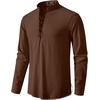 Mens Renaissance Costume Top Pirate Viking Shirt | Long Sleeve, Pure Cotton, Lace Up, Medieval, Tunic, Retro, Vintage, Cosplay, Vampire, Peasant, Knight, Steampunk, Halloween(Brown)