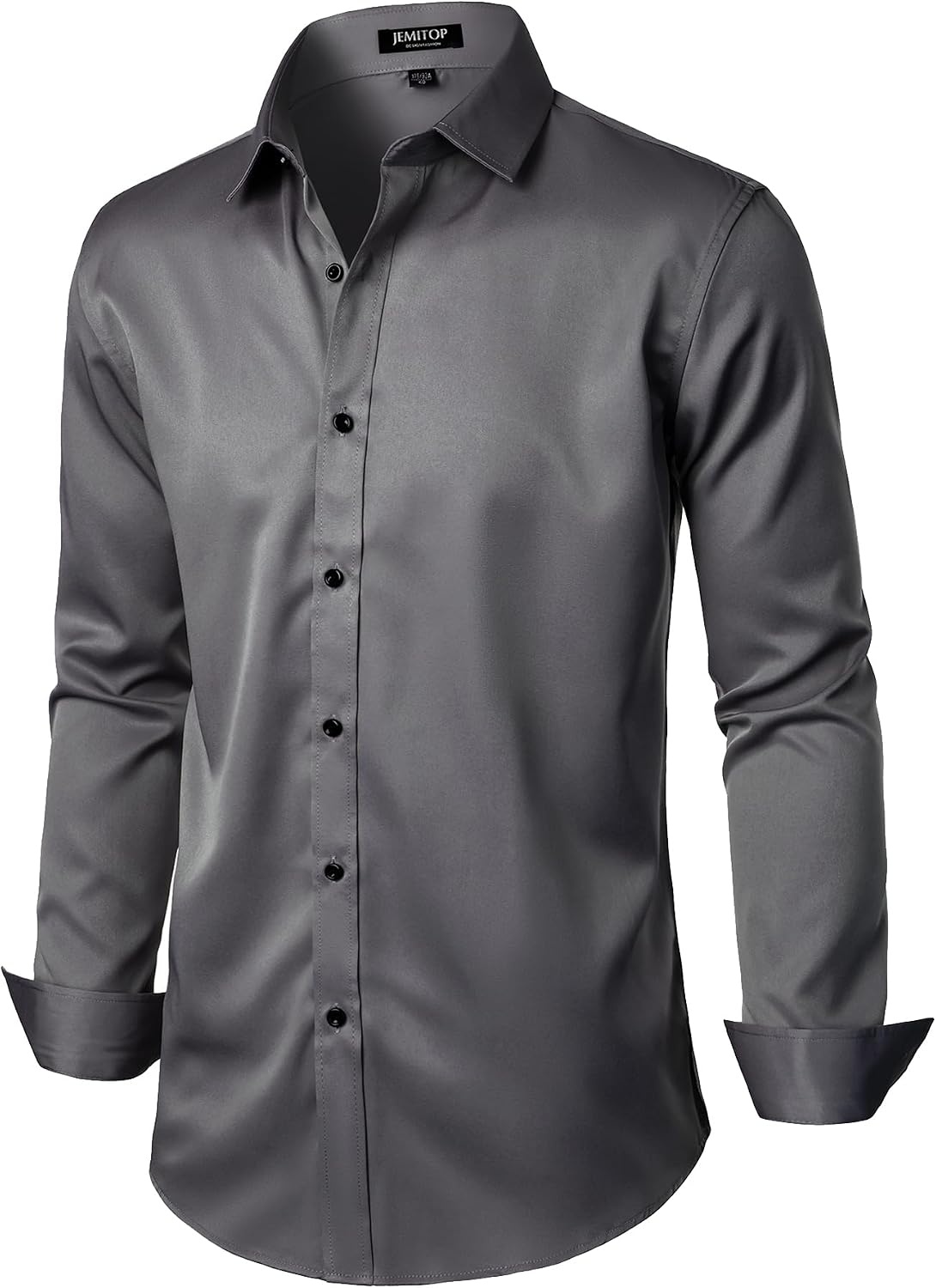 image:imageJEMITOP Mens Stretch Wrinkle Free Dress ShirtsDark Grey