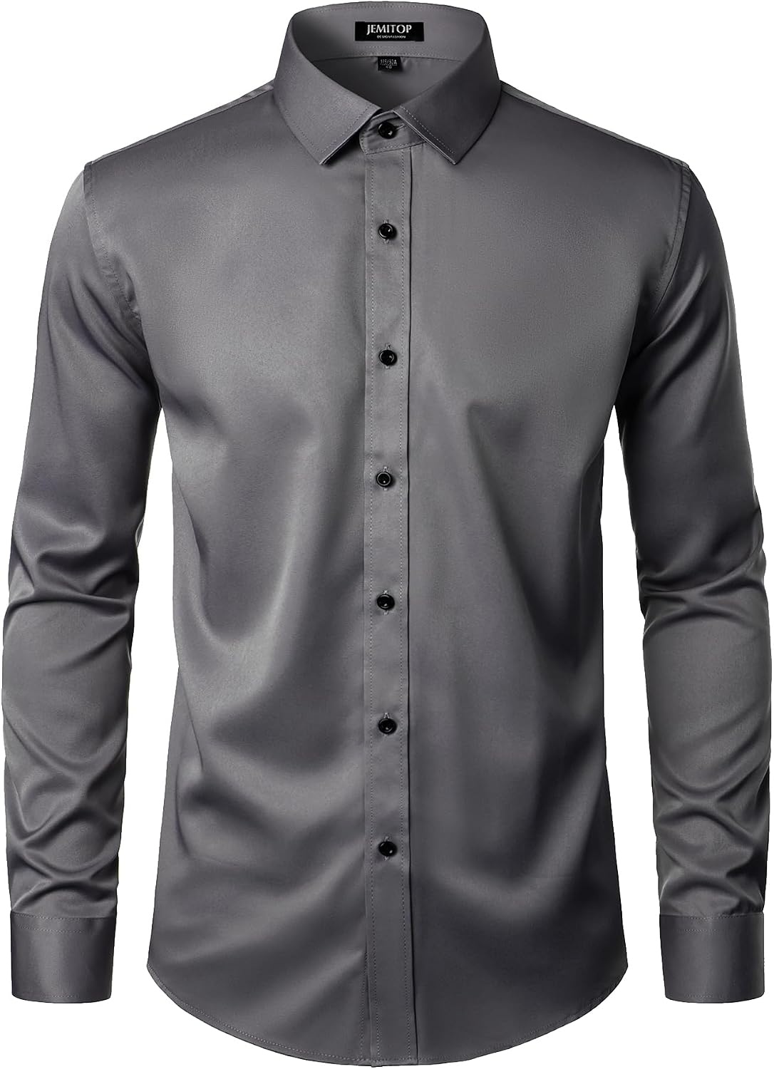image:imageJEMITOP Mens Stretch Wrinkle Free Dress ShirtsDark Grey