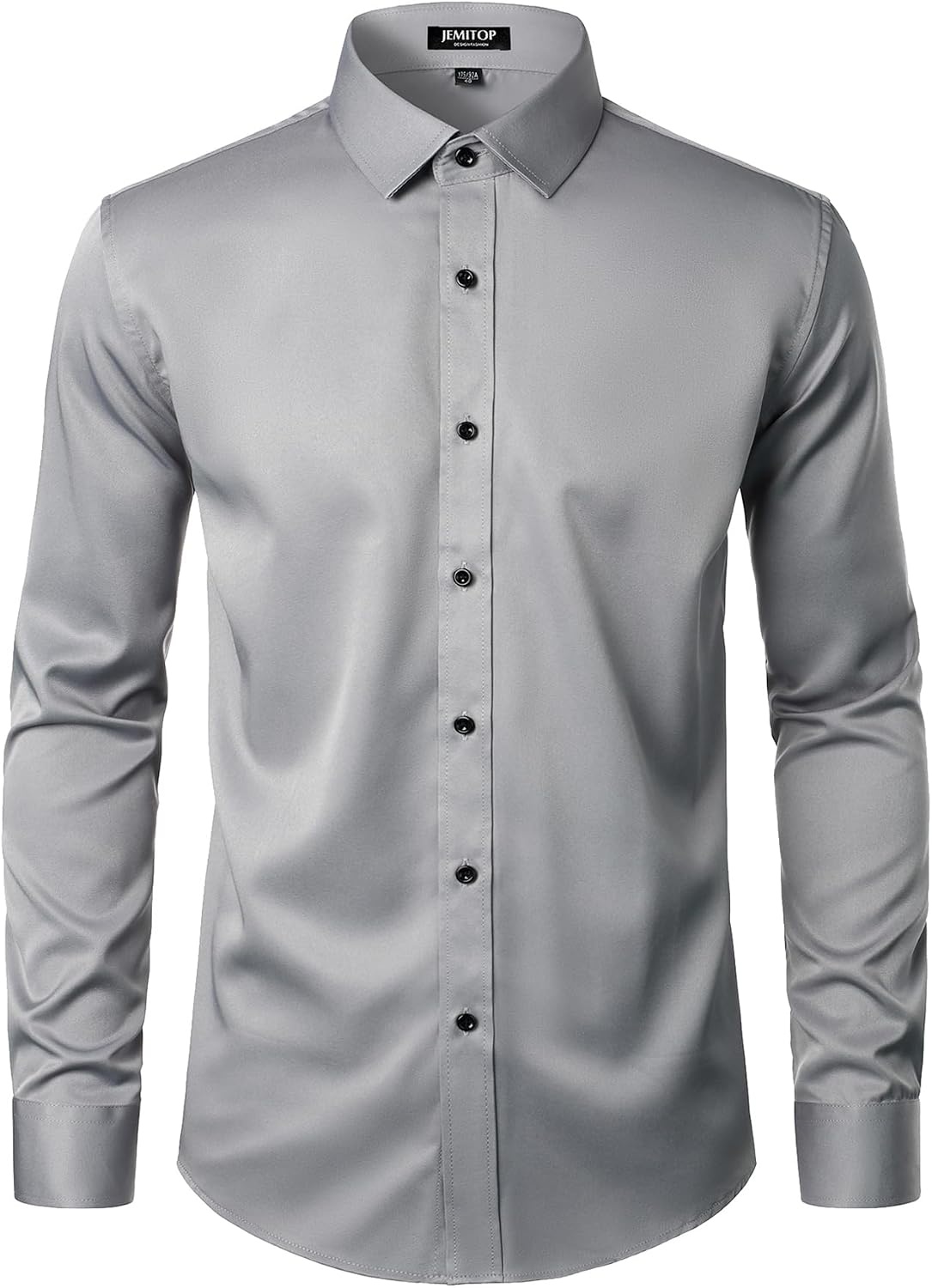 image:imageJEMITOP Mens Stretch Wrinkle Free Dress ShirtsGrey