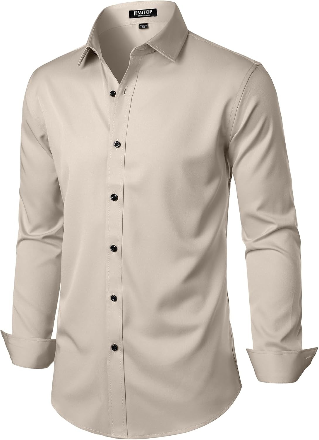 image:imageJEMITOP Mens Stretch Wrinkle Free Dress ShirtsTan