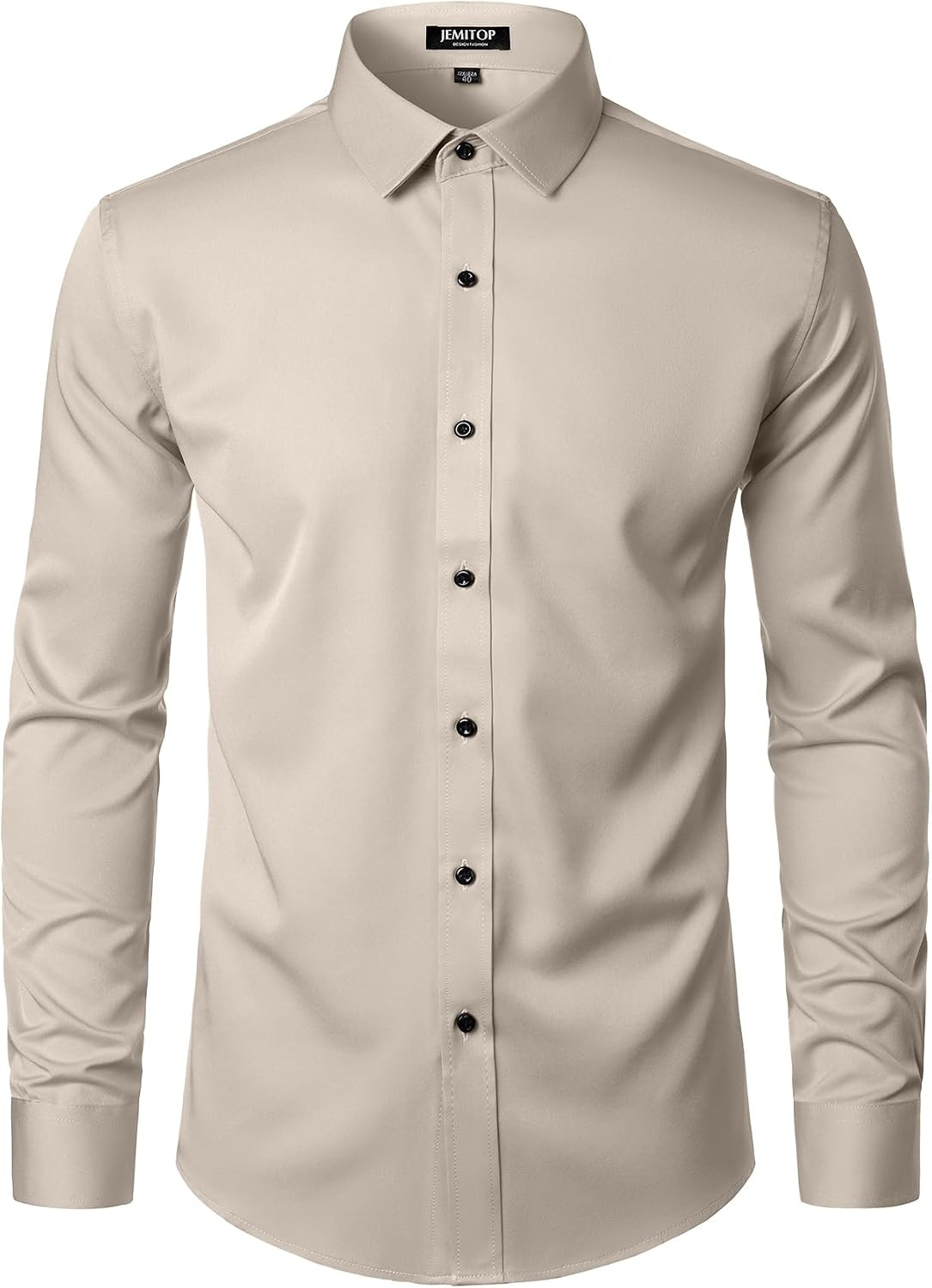 image:imageJEMITOP Mens Stretch Wrinkle Free Dress ShirtsTan