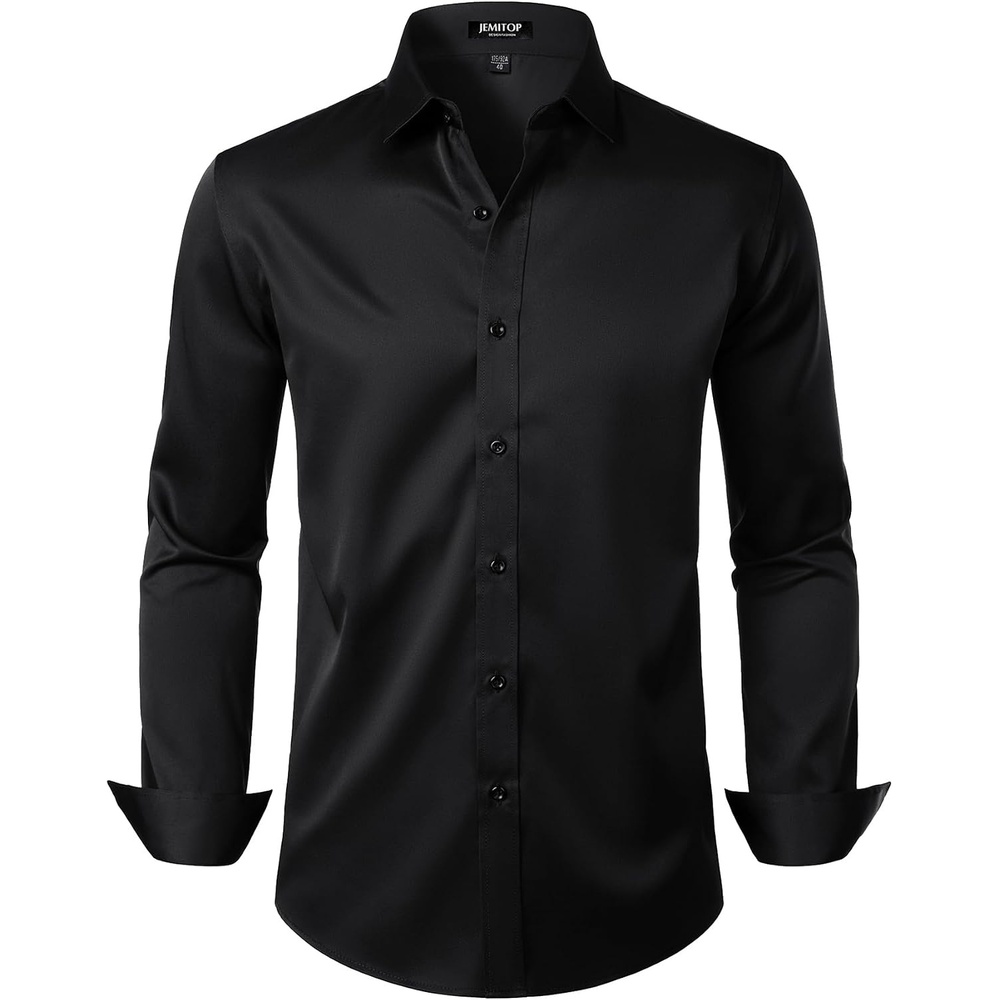 image:imageJEMITOP Mens Stretch Wrinkle Free Dress ShirtsBlack