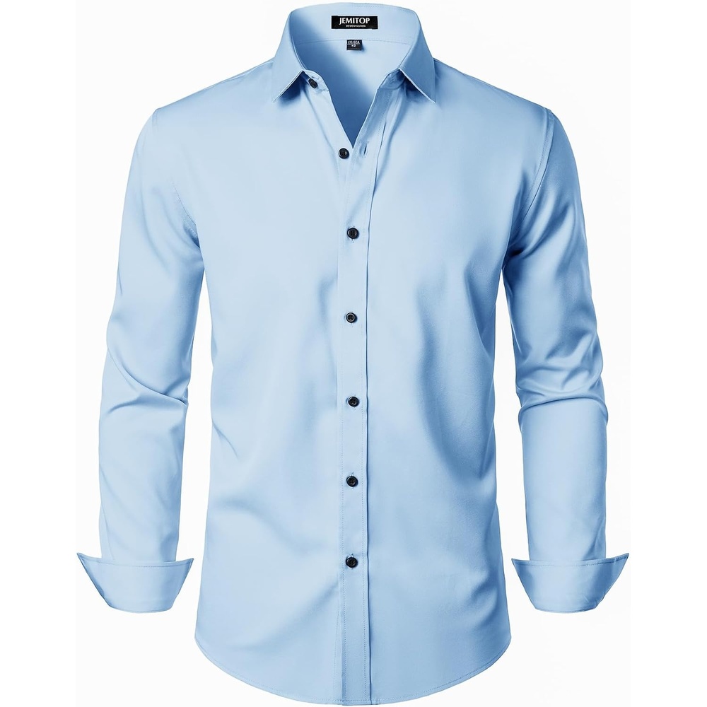 image:imageJEMITOP Mens Stretch Wrinkle Free Dress ShirtsBlue