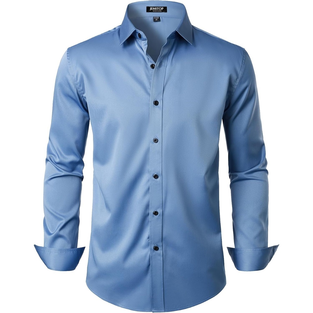 image:imageJEMITOP Mens Stretch Wrinkle Free Dress ShirtsClassic Blue