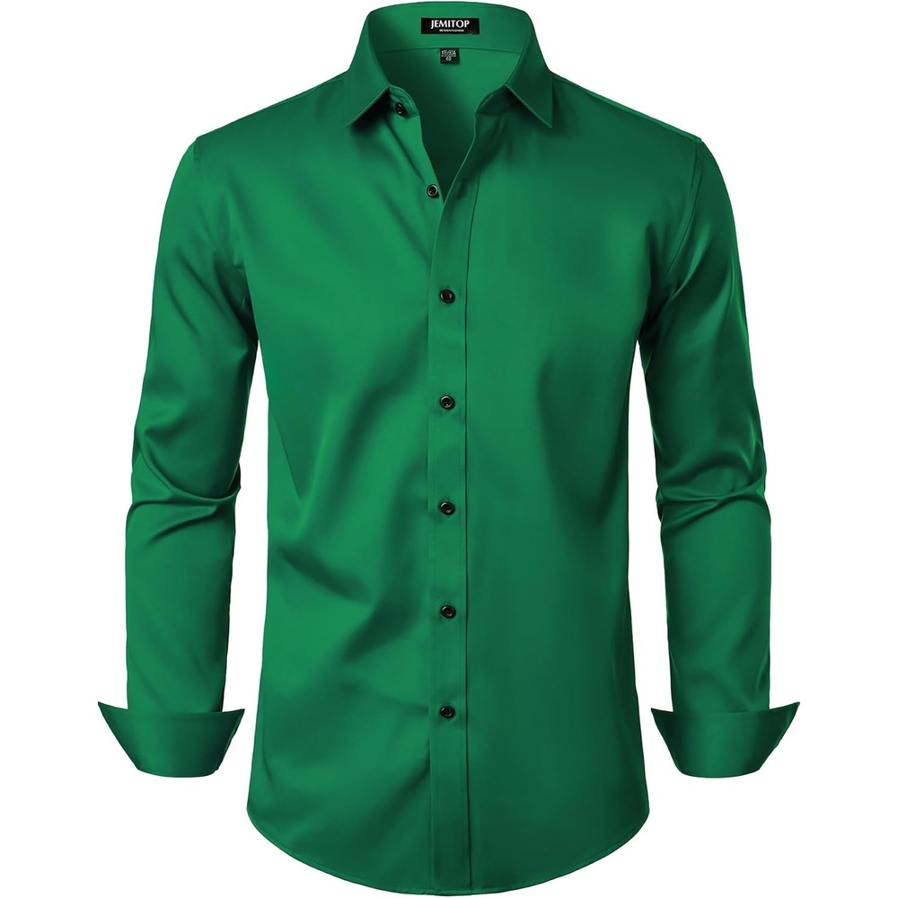 image:imageJEMITOP Mens Stretch Wrinkle Free Dress ShirtsGreen