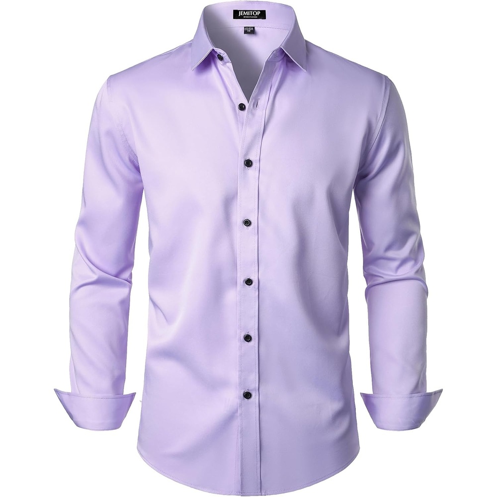 image:imageJEMITOP Mens Stretch Wrinkle Free Dress ShirtsLavender Purple