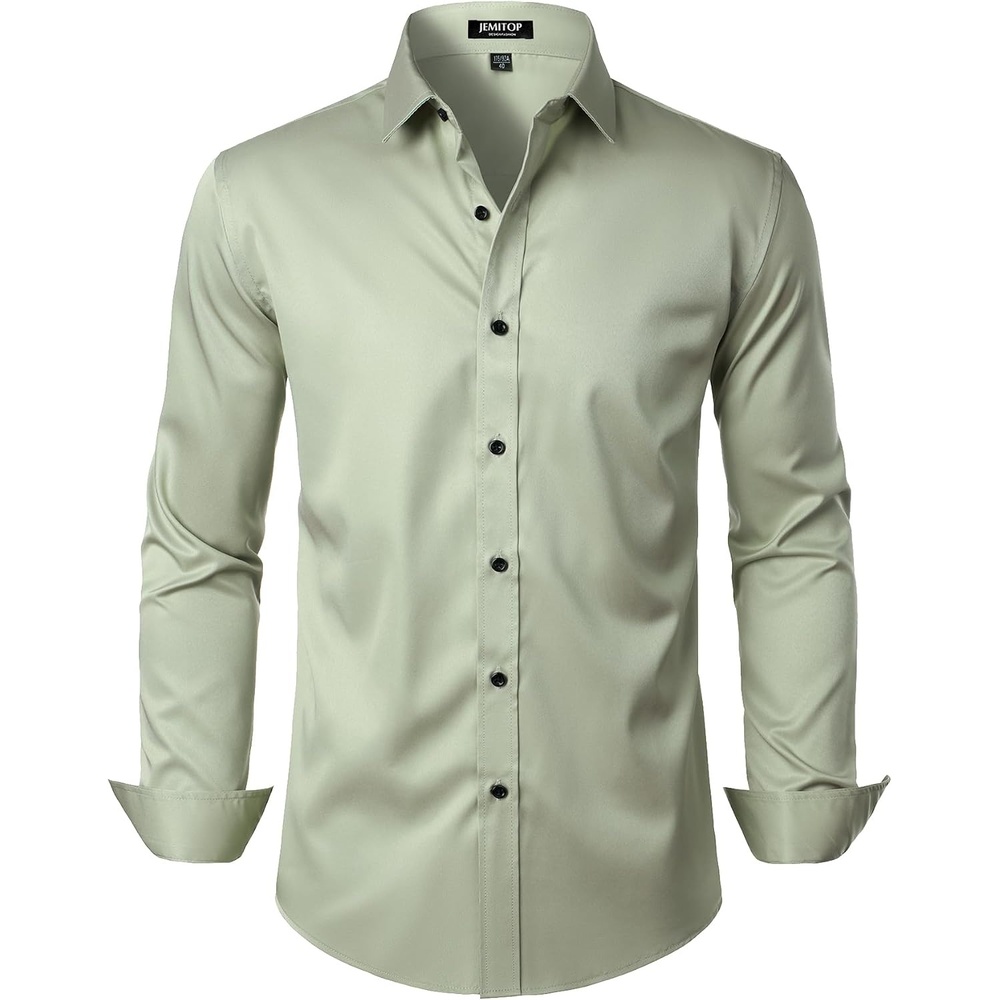 image:imageJEMITOP Mens Stretch Wrinkle Free Dress ShirtsMint Green