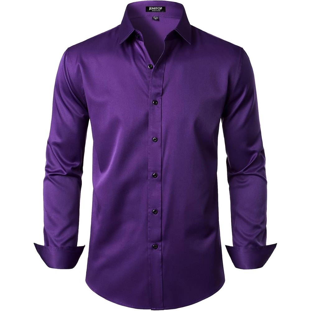 image:imageJEMITOP Mens Stretch Wrinkle Free Dress ShirtsPurple