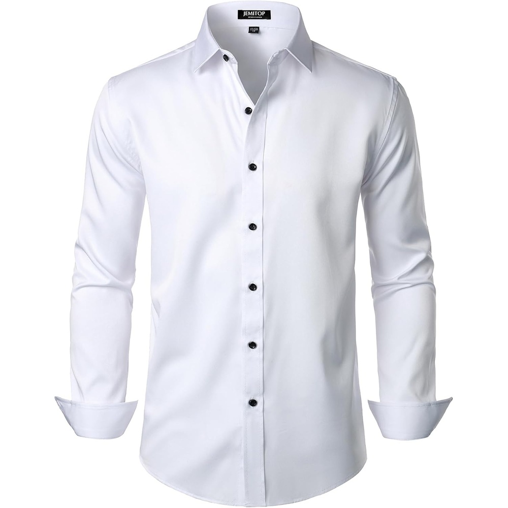 image:imageJEMITOP Mens Stretch Wrinkle Free Dress ShirtsWhite