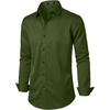 JEMITOP Mens Stretch Wrinkle Free Dress Shirts(Army Green)