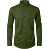 JEMITOP Mens Stretch Wrinkle Free Dress Shirts(Army Green)