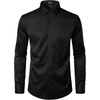 JEMITOP Mens Stretch Wrinkle Free Dress Shirts(Black)