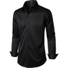 JEMITOP Mens Stretch Wrinkle Free Dress Shirts(Black)