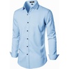 JEMITOP Mens Stretch Wrinkle Free Dress Shirts(Blue)