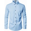 JEMITOP Mens Stretch Wrinkle Free Dress Shirts(Blue)