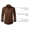 JEMITOP Mens Stretch Wrinkle Free Dress Shirts(Brown)