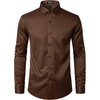 JEMITOP Mens Stretch Wrinkle Free Dress Shirts(Brown)
