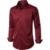 JEMITOP Mens Stretch Wrinkle Free Dress Shirts(Burgundy)