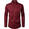 JEMITOP Mens Stretch Wrinkle Free Dress Shirts(Burgundy)