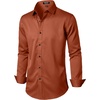 JEMITOP Mens Stretch Wrinkle Free Dress Shirts(Burnt Orange)