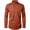 JEMITOP Mens Stretch Wrinkle Free Dress Shirts(Burnt Orange)