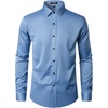JEMITOP Mens Stretch Wrinkle Free Dress Shirts(Classic Blue)