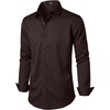 JEMITOP Mens Stretch Wrinkle Free Dress Shirts(Coffee Brown)